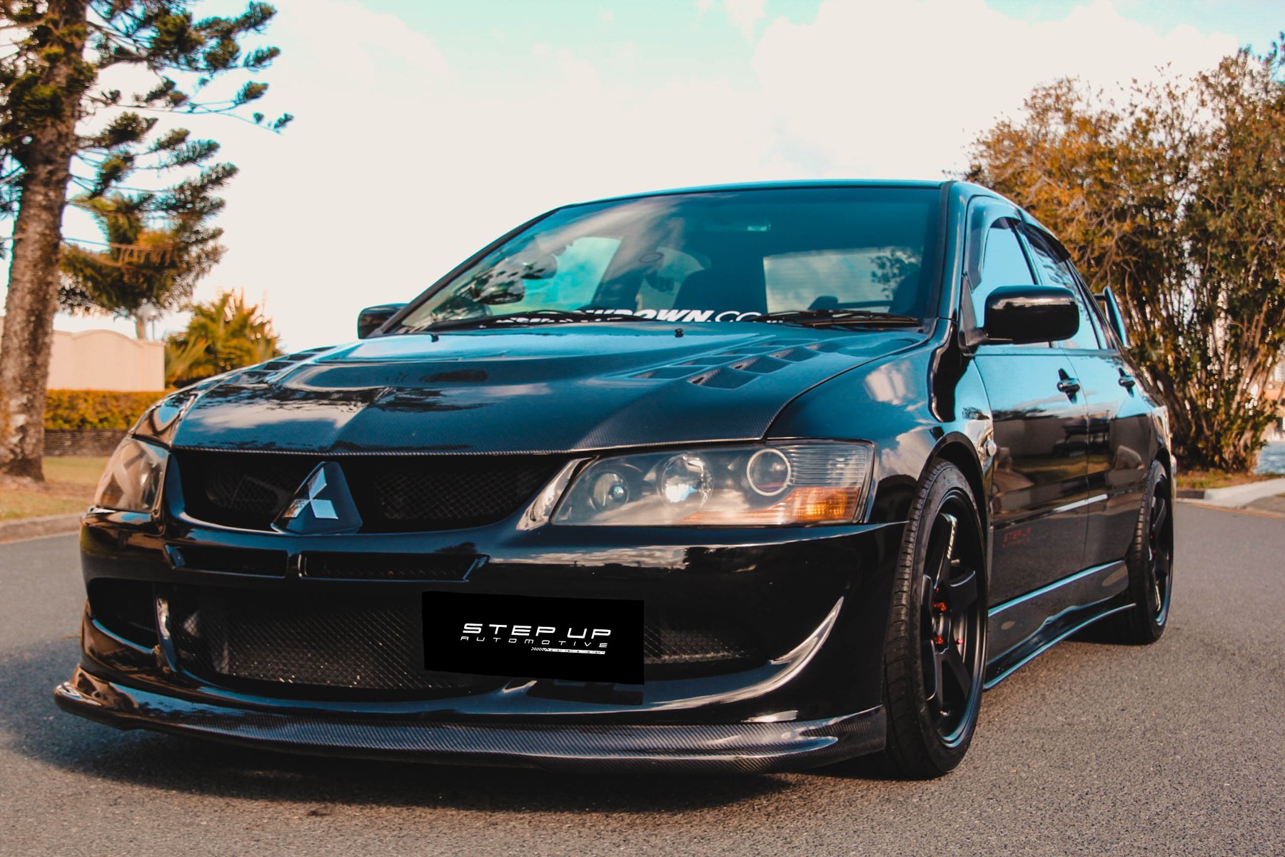 Black Mitsubishi Evolution Rear